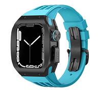 CHCWR Feccia in lega di titanio Feccia di copertura in gomma Mod Kit MOD BAND BAND LUSSO , per 8 7 6 5 4 SE 44mm 45mm Seriestro Sostituzione Sostituzione Kit cinghia di orologio aggiornato