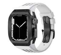 CHCWR Feccia in lega di titanio Feccia di copertura in gomma Mod Kit MOD BAND BAND LUSSO , per 8 7 6 5 4 SE 44mm 45mm Seriestro Sostituzione Sostituzione Kit cinghia di orologio aggiornato