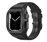 CHCWR Feccia in lega di titanio Feccia di copertura in gomma Mod Kit MOD BAND BAND LUSSO , per 8 7 6 5 4 SE 44mm 45mm Seriestro Sostituzione Sostituzione Kit cinghia di orologio aggiornato