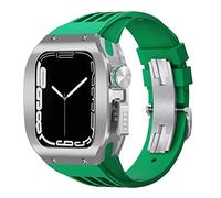 CHCWR Feccia in lega di titanio Feccia di copertura in gomma Mod Kit MOD BAND BAND LUSSO , per 8 7 6 5 4 SE 44mm 45mm Seriestro Sostituzione Sostituzione Kit cinghia di orologio aggiornato