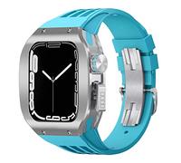 CHCWR Feccia in lega di titanio Feccia di copertura in gomma Mod Kit MOD BAND BAND LUSSO , per 8 7 6 5 4 SE 44mm 45mm Seriestro Sostituzione Sostituzione Kit cinghia di orologio aggiornato