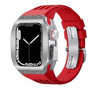 CHCWR Feccia in lega di titanio Feccia di copertura in gomma Mod Kit MOD BAND BAND LUSSO , per 8 7 6 5 4 SE 44mm 45mm Seriestro Sostituzione Sostituzione Kit cinghia di orologio aggiornato