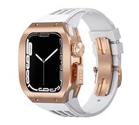 CHCWR Feccia in lega di titanio Feccia di copertura in gomma Mod Kit MOD BAND BAND LUSSO , per 8 7 6 5 4 SE 44mm 45mm Seriestro Sostituzione Sostituzione Kit cinghia di orologio aggiornato