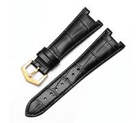 CHCWR Guida fascia di orologi in pelle per 5711 5712G Nautilus Watchs uomini e donne Notch Special 25mm*12mm Cinturino da orologio (colore: Black-Silver, dimensione: Black-Gold)