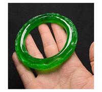 CHCWR Ice Transparent Green Green Bangle a mano Fiori intagliati Fiori Jade Bangle dona alle donne gioielli (59-60 mm)