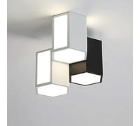 CHCWR Luce a soffitto a LED, Lampada a soffitto Moderna da 24 W Acrilico lampadario a Montaggio a Filo, Nero + Bianco Geometrico Dimmabile Illuminazione a soffitto Dimmeizza