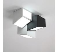 CHCWR Luce a soffitto a LED, Lampada a soffitto Moderna da 24 W Acrilico lampadario a Montaggio a Filo, Nero + Bianco Geometrico Dimmabile Illuminazione a soffitto Dimmeizza