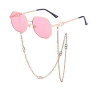 CHCWR Metallo di Lusso con Occhiali da Sole poligoni Unici a Catena Classici Occhiali da Sole in Moda retrò Uv400