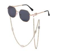 CHCWR Metallo di Lusso con Occhiali da Sole poligoni Unici a Catena Classici Occhiali da Sole in Moda retrò Uv400