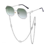 CHCWR Metallo di Lusso con Occhiali da Sole poligoni Unici a Catena Classici Occhiali da Sole in Moda retrò Uv400