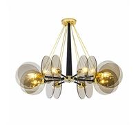 CHCWR Moderno Ambra/Grigio Vetro e14 lampadario a LEDelier Lucido in Metallo Oro Semi -Pendente del lampadario Illuminazione a LED Lampada a LED, lampadario
