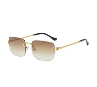 CHCWR Occhiali da sole donna uomo senza montatura sfumato occhiali da sole sfumature taglio lenti da donna senza montatura occhiali retrò moda, Marrone sfumato, Taglia unica