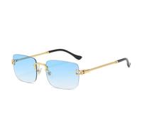CHCWR Occhiali da sole donna uomo senza montatura sfumato occhiali da sole sfumature taglio lenti da donna senza montatura occhiali retrò moda, Blu sfumato., Taglia unica