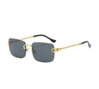 CHCWR Occhiali da sole donna uomo senza montatura sfumato occhiali da sole sfumature taglio lenti da donna senza montatura occhiali retrò moda, Nero , Taglia unica