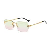 CHCWR Occhiali da sole donna uomo senza montatura sfumato occhiali da sole sfumature taglio lenti da donna senza montatura occhiali retrò moda, giallo e rosa., Taglia unica