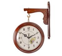 CHCWR Orologio da Parete a Doppia Faccia in Legno Europeo Grande Silenzio in Legno Creative Retro-Vintage Quartz Orologi a pendole Decorazione murale Facile da Appendere