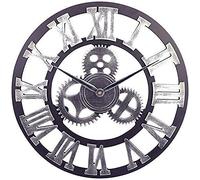 CHCWR Orologio da Parete da Giardino Esterno Orologio da Giardino Orologio Aperto in Legno Imitazione in Ferro Orologio da Esterno Decorazione Esterna Esterna Orologio da Parete in Quarzo Muto