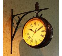 CHCWR Orologio da Parete da Giardino Esterno, Orologio da Parete della Stazione Orologio da Giardino a Doppia Faccia con Orologio da Esterno Impermeabile Esterno