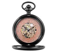 CHCWR Orologio da tasca meccanica retrò orologi per avvolgimento a mano liscio Incisione della catena di orologio per uomini per uomini