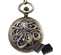 CHCWR Orologio tascabile meccanico Octopus Steampunk Orologio a fogli mobili con catena per uomo collezione da donna