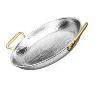 CHCWR Padella paella spagnola non padella non rivestita con doppia maniglia piatto a pianta di padella pentola seapaella per la raccolta del campeggio/argento/32 cm
