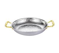 CHCWR Padella paella spagnola, pentola seapaella a mano martellata pentole paella non stick, padella con doppie maniglie per casa o ristoranti/argento/32 cm