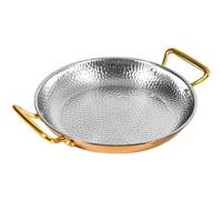 CHCWR Paella spagnolo padella a mano martellata panoramica non bastone pentola paella con doppie manici per case o ristoranti, 18 cm, argento/rosegold/32 cm
