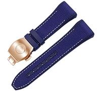 CHCWR Per Franck Muller V45 Series 28mm Nylon Genuine in pelle vera in pelle di orologio in silicone Blu pieghevole cinghia di orologio fibbro (colore: 25-12 mm, dimensione: 28 mm)