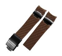 CHCWR per la fascia di orologi in gomma in silicone 263 cinghia di estremità curva subacquee 22mm Braccialetti per orologi a cinghia impermeabile (colore: B nero argento, dimensione: 22 mm)
