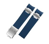 CHCWR per la fascia di orologi in gomma in silicone 263 cinghia di estremità curva subacquee 22mm Braccialetti per orologi a cinghia impermeabile (colore: B nero argento, dimensione: 22 mm)