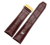 CHCWR Per Maurice Lacroix Eliros Watchband Calfsina di primo strato 20mm 22mm con fibbia pieghevole cnocchia di cuoio genuino di mucca marrone nero (colore: brwon no fibbia, dimensione: 20mm)