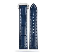 CHCWR per omega Seamaster 300 150 Speedmaster 007 AT150 Braccialetta marrone Bracciale Displodante chiusura 19mm 20mm 21mm cinghia di pelle italiana (colore: un silver blu, dimensioni: 20mm)