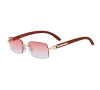 CHCWR Piccolo Rettangolo Senza Montatura Occhiali Da Sole Donne E Uomini di Lusso Vintage Venature Del Legno Sfumature Metallo Classico Outdoor Eyewear UV400, C5gradiente rosa, Taglia unica