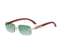CHCWR Piccolo Rettangolo Senza Montatura Occhiali Da Sole Donne E Uomini di Lusso Vintage Venature Del Legno Sfumature Metallo Classico Outdoor Eyewear UV400, C7gradientgreen, Taglia unica
