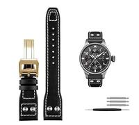 CHCWR Sostituzione della fascia da guardia in pelle di vitello da 21 mm 2 mm per orologio IWC Plot Portofino Mark18 Braccialetti con fibbia pieghevole