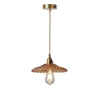 CHCWR Stile Giapponese in Vetro Ambra Lampada a Pendente in Ottone Nordic Sospensione Regolabile Piccolo lampadario per Una Camera da Letto Singola Cucina Isola lampade