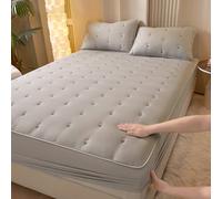 CHDGSJ Lenzuolo con Angoli Trapuntato 100% Cotone per Letto Singolo/Matrimoniale,Lenzuolo con Angoli in Fibra di Soia con Federa X2,Coprimaterasso con Tasca Profonda 2-12 Pollici(D,180x200)
