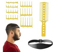 Chdnhe Modello per la rasatura della scollatura - Guida per il taglio dei capelli regolabile e modello per la rasatura della scollatura,Modello di fascia per capelli in silicone, 7 per denti a pettine