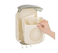 Chdnhe Porta Posate Cucchiaio e Forchetta | Supporto Utensili da Cucina | Organizzatore Adesivo Rimovibile a Parete con Cestino | Per Piano Cottura Mobile Appartamento Campus Casa