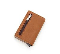 CHDWEY Portafoglio intelligente da uomo, con porta carte di credito, in metallo, sottile, sottile, da uomo, segreto, pop-up, minimalista, piccolo, nero (C)