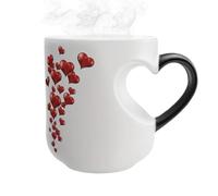 che cambia il calore, 325 ml, a forma di cuore, da caffè divertente in ceramica con manico, per coppie, casa, cucina, viaggi, lavoro, pausa mattina, sera, festa
