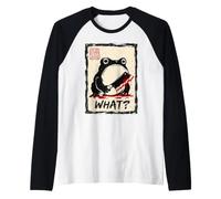 Che Cosa? Grumpy Frog Cleaver Dark Humor Japanese Ink Art Maglia con Maniche Raglan