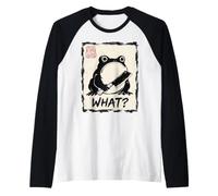 Che Cosa? Grumpy Frog Cleaver Dark Humor Japanese Ink Art Maglia con Maniche Raglan
