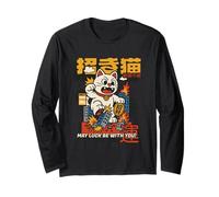 Che la fortuna sia con te - Maneki-Neko Monster Cat Attack Maglia a Manica