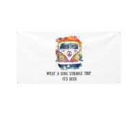 Che lungo e strano viaggio è stato! Striscione divertente con 4 occhielli in metallo per decorazioni festive, feste e occasioni speciali - 35" x 71"