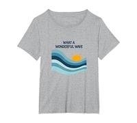 Che Onda Meravigliosa: Tramonto oceanico retrò Maglietta, Donna Plus-Size, Grigio Melange, 4X