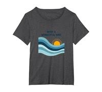Che Onda Meravigliosa: Tramonto oceanico retrò Maglietta, Donna Plus-Size, Grigio Scuro, 1X