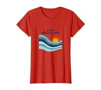 Che Onda Meravigliosa: Tramonto oceanico retrò Maglietta, Donna, Rosso, M