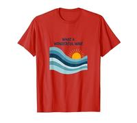 Che Onda Meravigliosa: Tramonto oceanico retrò Maglietta, Uomo, Rosso, L