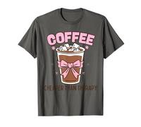 Cheaper Coffee Than Therapy Funny Coffee Lover Women Maglietta